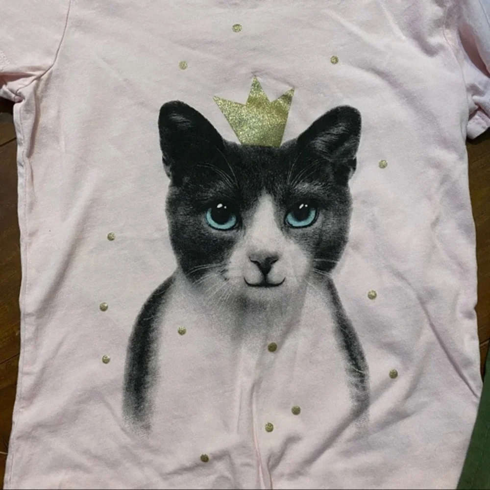 Carter’s Girls Size 4/5 Owl Cat Graphic Tee Shirt Lot of 2 Glitter